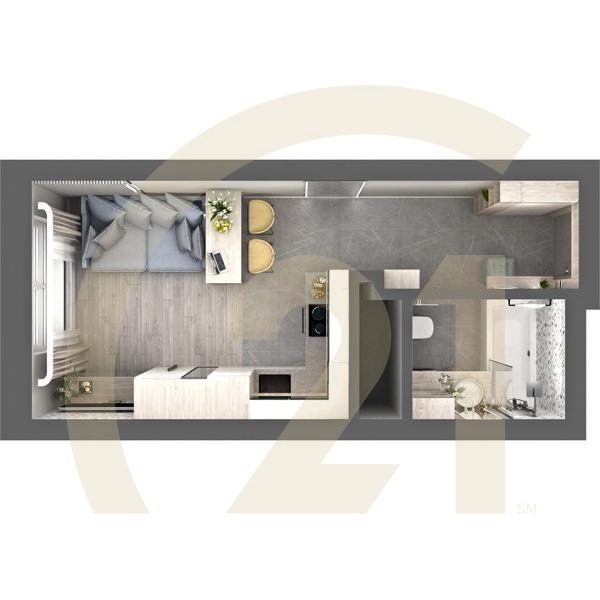 Студия, 23.52 м², 5-25 этаж