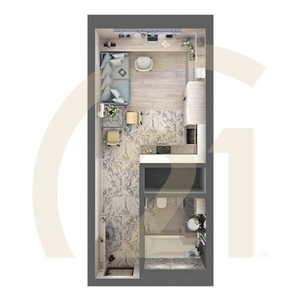 Студия, 21.55 м², 5-32 этаж