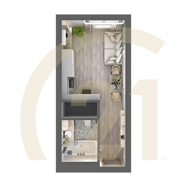 Студия, 21.15 м², 5-32 этаж