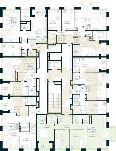 1-комн, 98.19 м², 9 этаж