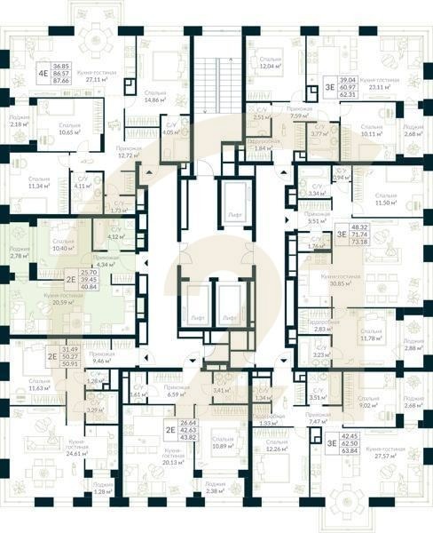 1-комн, 40.84 м², 27-30 этаж