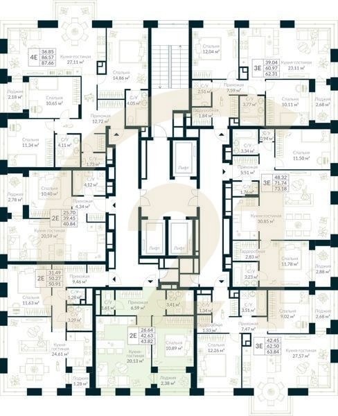 1-комн, 43.82 м², 22-26 этаж