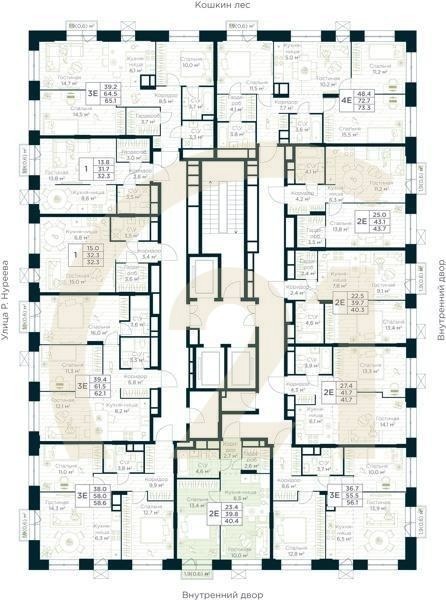 2-комн, 40.4 м², 4-14 этаж