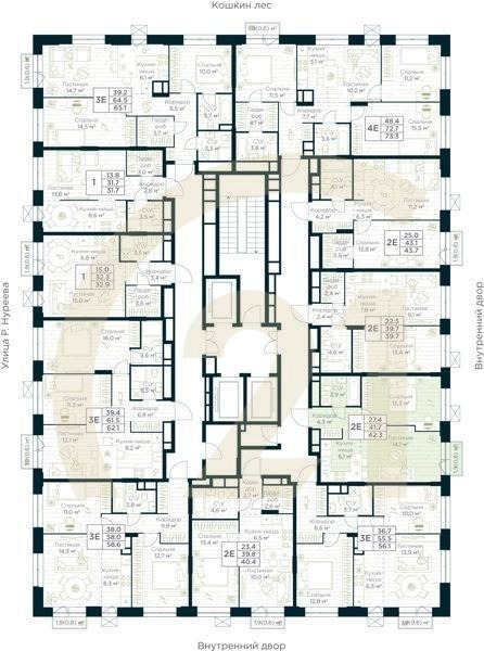 2-комн, 42.3 м², 7-15 этаж