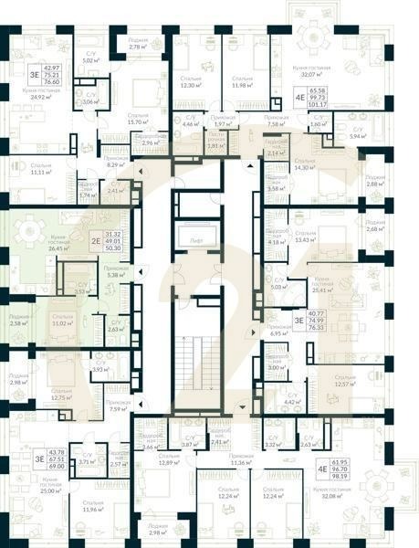 2-комн, 50.3 м², 9 этаж