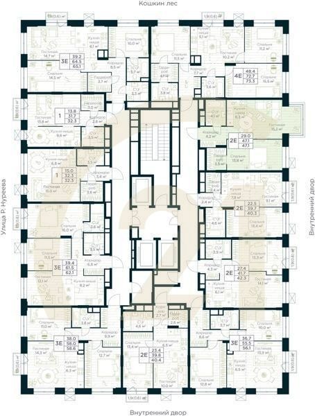 2-комн, 47.1 м², 15 этаж