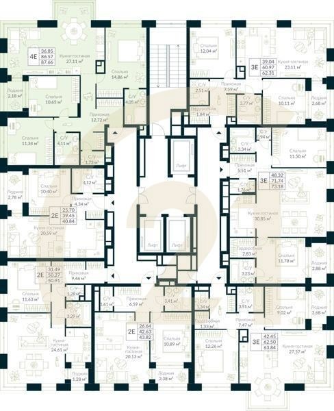 3-комн, 87.66 м², 16-29 этаж