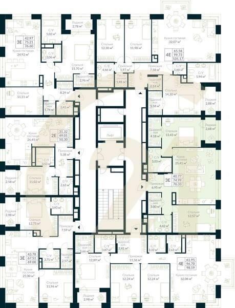 3-комн, 76.33 м², 9 этаж