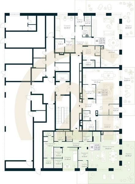 3-комн, 147.09 м², 1 этаж