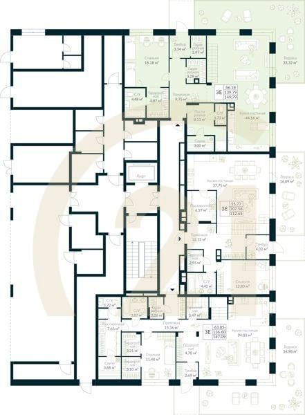 3-комн, 149.79 м², 1 этаж