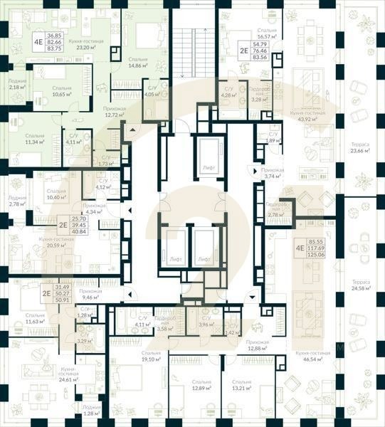 3-комн, 83.75 м², 30 этаж
