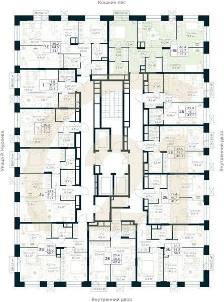 4-комн, 73.3 м², 5-9 этаж