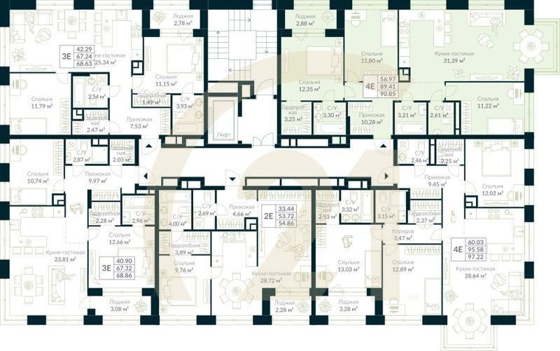 4-комн, 90.85 м², 9 этаж
