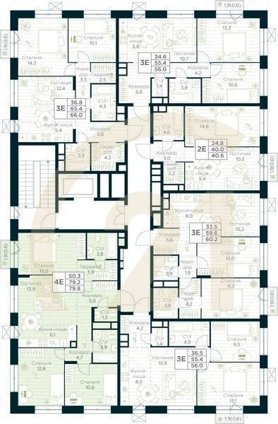 4-комн, 79.8 м², 9-10 этаж