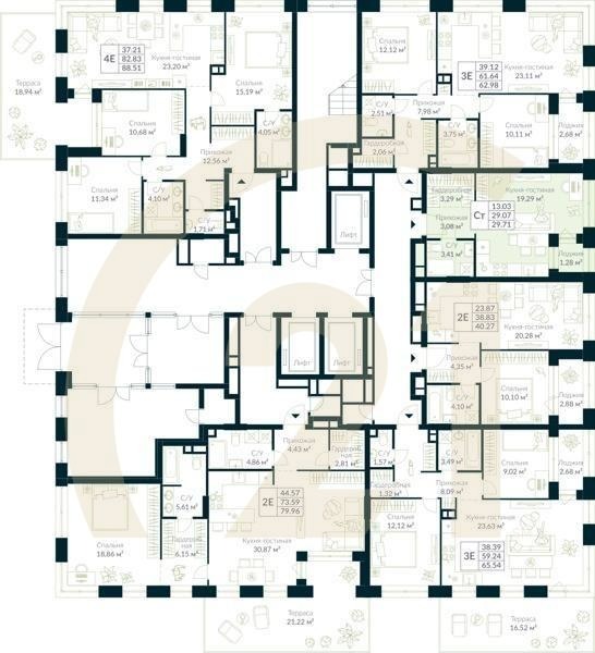 Студия, 29.71 м², 3 этаж