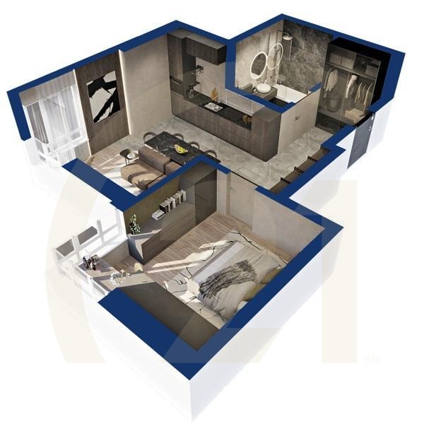 1-комн, 48.59 м², 3-19 этаж