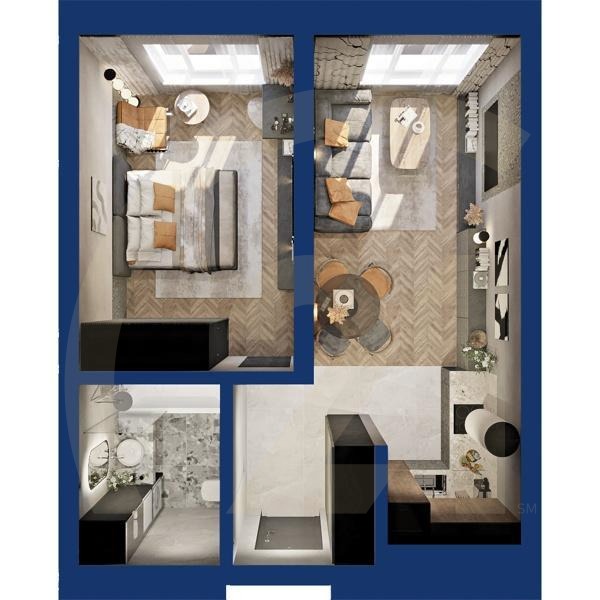 1-комн, 43.09 м², 5-19 этаж