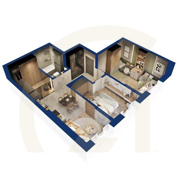 2-комн, 63.01 м², 3-19 этаж