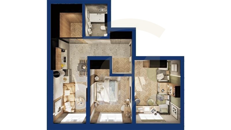 2-комн, 63.01 м², 3-19 этаж