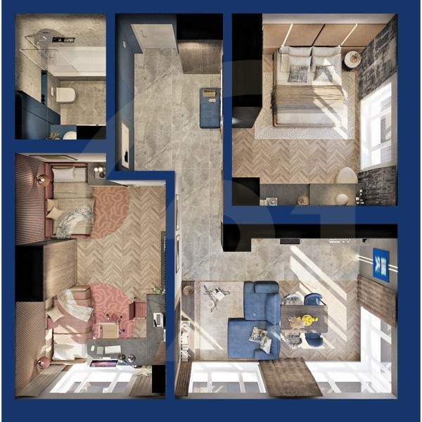 2-комн, 63.59 м², 3 этаж