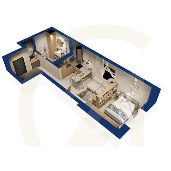 Студия, 35.4 м², 4-19 этаж