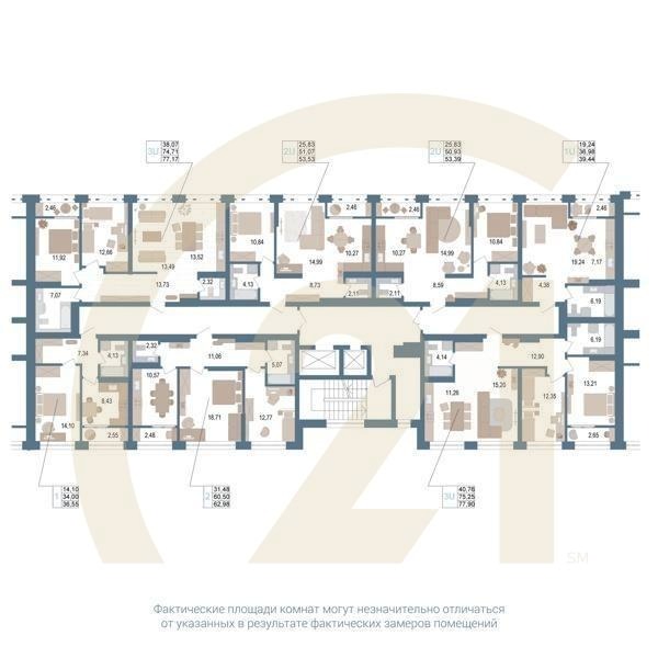 2-комн, 61.7 м², 14 этаж