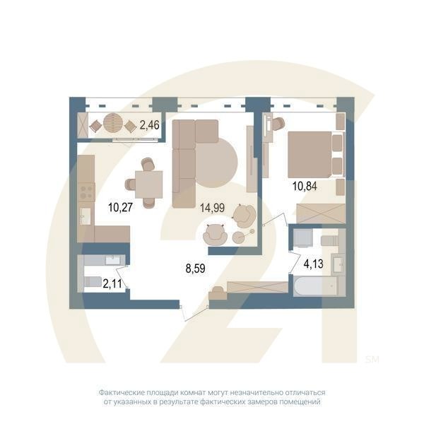 2-комн, 52.4 м², 3 этаж