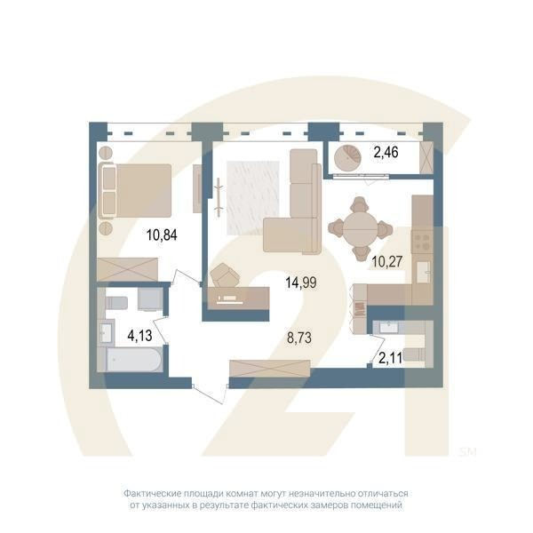 2-комн, 52.3 м², 7-13 этаж