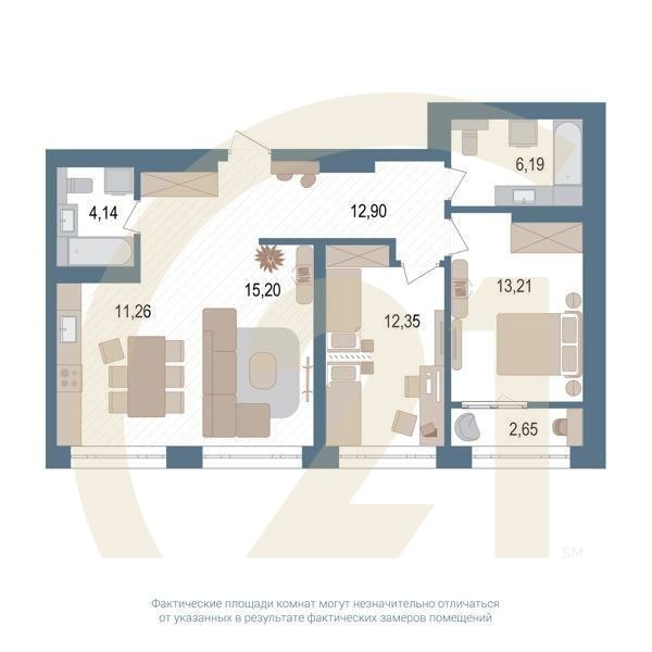 3-комн, 78.8 м², 3-9 этаж