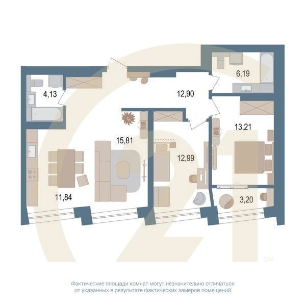 3-комн, 78.7 м², 2-6 этаж