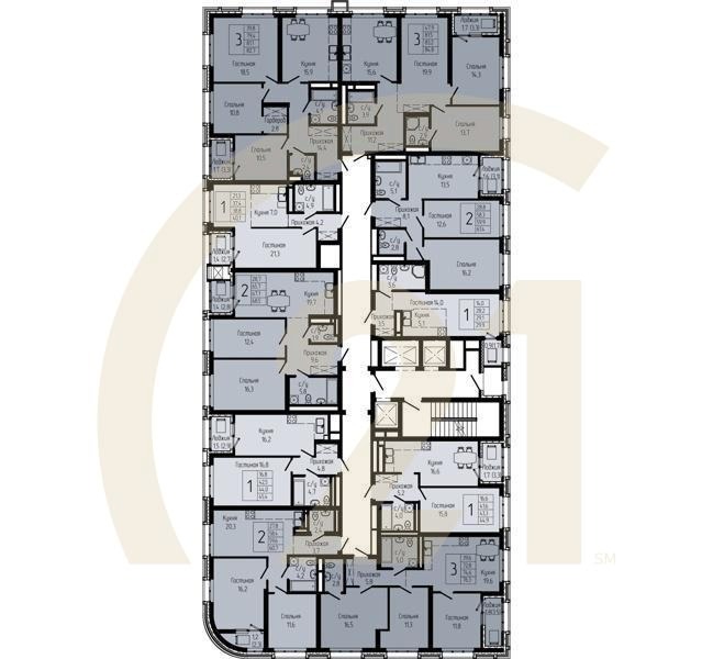2-комн, 59.7 м², 14-20 этаж