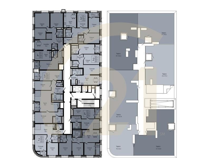2-комн, 117.7 м², 21 этаж