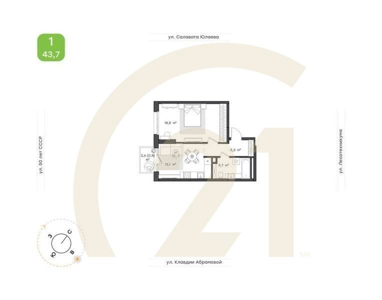1-к. квартира, 40,1 м², 25/25 эт.