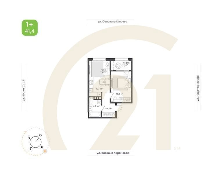 1-к. квартира, 43,7 м², 3/18 эт.