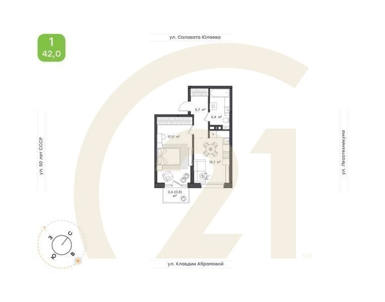 1-к. квартира, 42,2 м², 3/18 эт.