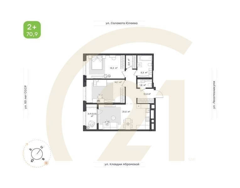 2-к. квартира, 54,6 м², 22/24 эт.