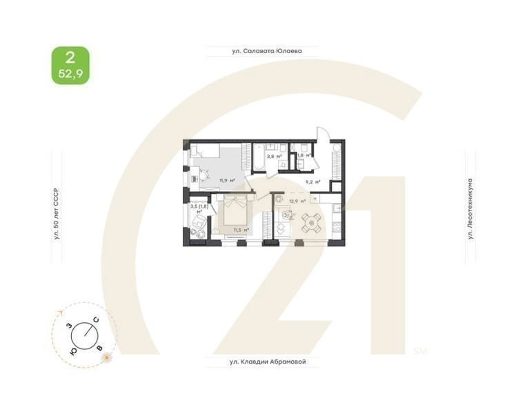2-к. квартира, 64,5 м², 6/25 эт.