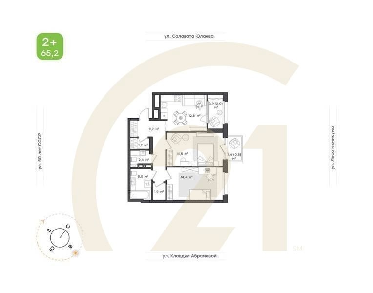 2-к. квартира, 52,6 м², 20/24 эт.