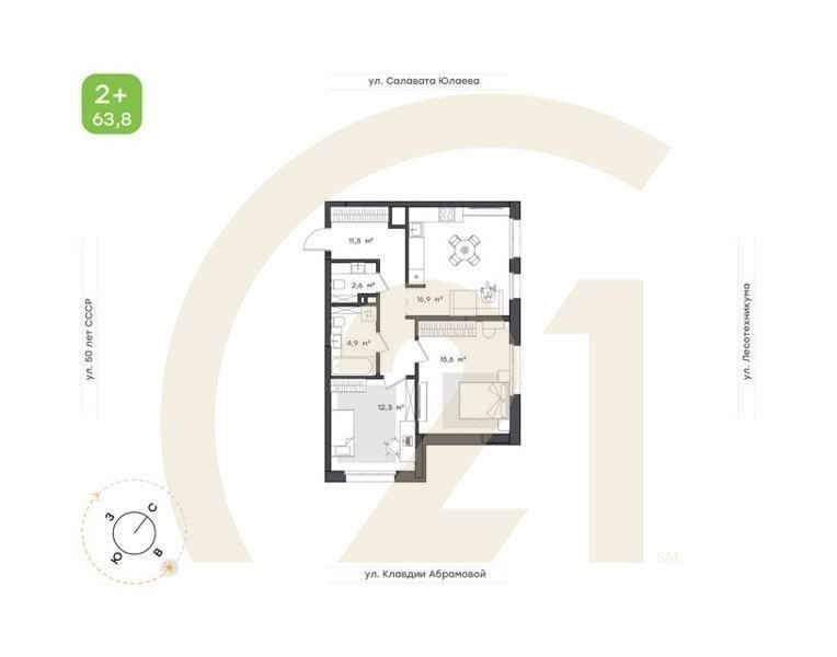 2-к. квартира, 51,8 м², 22/24 эт.