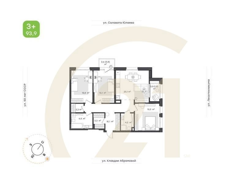 3-к. квартира, 93,9 м², 2/18 эт.
