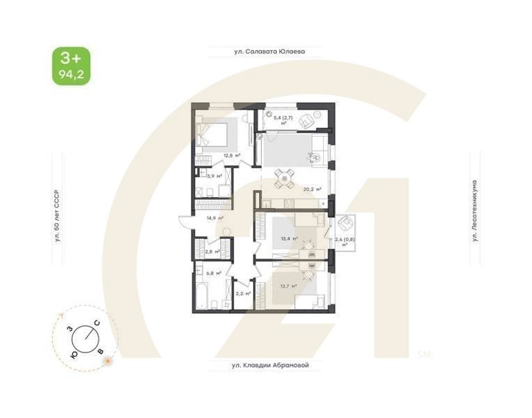 3-к. квартира, 93,6 м², 11/18 эт.