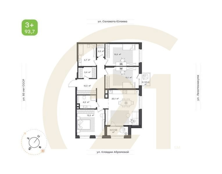 3-к. квартира, 94,2 м², 3/12 эт.