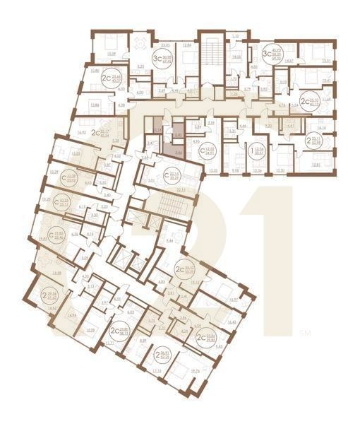 2-комн, 40.13 м², 17-25 этаж