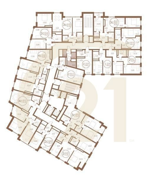 Студия, 24.91 м², 25 этаж