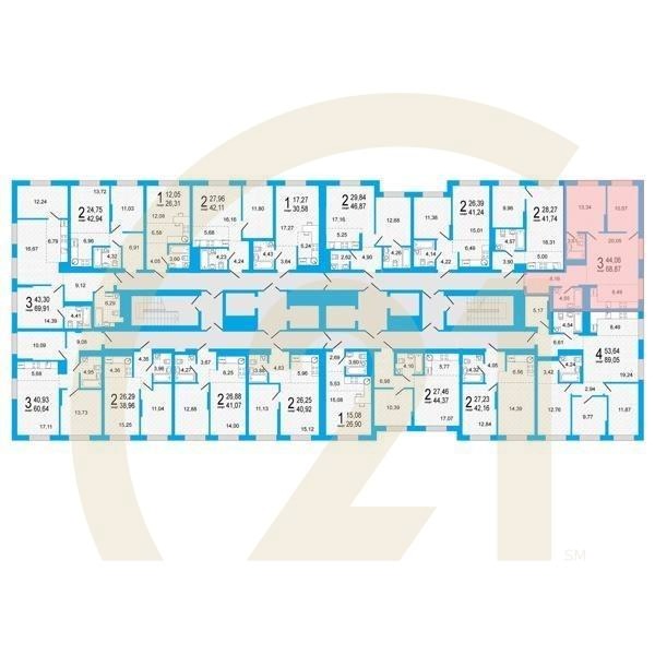 3-комн, 68.87 м², 23-24 этаж
