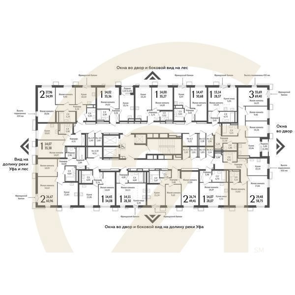 1-комн, 33.36 м², 17-25 этаж