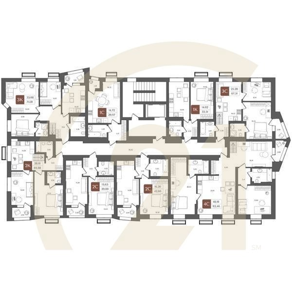 4-комн, 113.46 м², 12 этаж