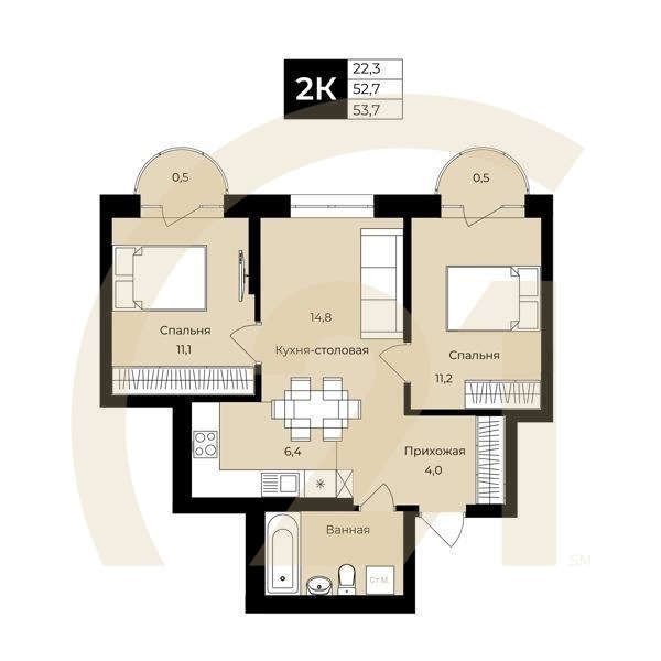 2-комн, 70.8 м², 4-19 этаж
