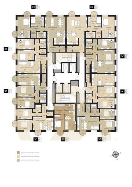 2-комн, 70.8 м², 4-19 этаж