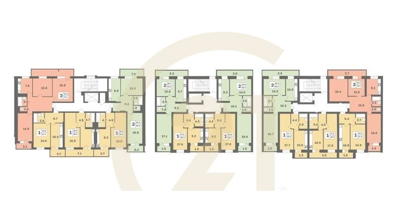1-комн, 38.7 м², 2-7 этаж